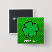 Green Vier Leaf Clover Vierkante Button 5,1 Cm (Voorkant /achterkant)