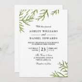 Green Vine Fern Leaf Wedding Invitation Kaart (Voorkant / Achterkant)