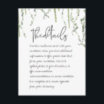 Green Vines Détails Carte de boîtier<br><div class="desc">Un faire-part de mariage minimaliste avec des vignes vertes d'aquarelle doucement peintes de lierre et de maidenhair,  qui bougent doucement du sommet,  avec un script manuscrit vif de stylo noir qui ressemble à chacun écrit soi-même ; ce qui pourrait être plus romantique.</div>