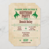 Green Vintage Cowboy Invitation d'anniversaire (Devant / Derrière)