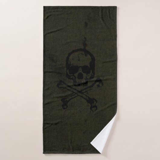 Green vintage Grunge Skull Crossbones Halloween (Serviette de bain)