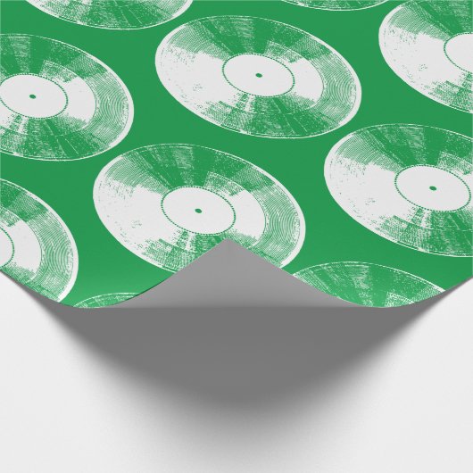 Green Vinyl Record Kerstmis Cadeaupapier (Hoek)