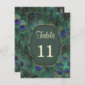 Green violet paon Numéro de table Carte postale (Devant / Derrière)