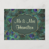 Green violet paon Numéro de table Carte postale (Dos)