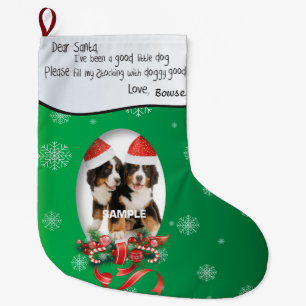 Green VOEG UW DOG Foto en naam Beste Kerstman toe Grote Kerstsok