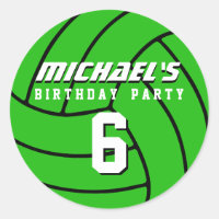 Green Volleyball Sticker Sports Birthday Party