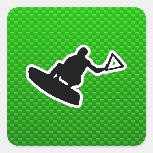 Green Wakeboarder Vierkante Sticker (Voorkant)