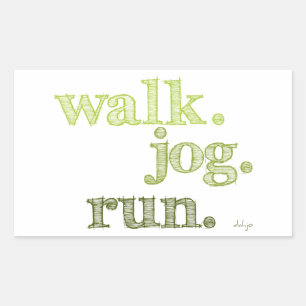 GREEN WALK JOG RUN (font SHADED) Rechthoekige Sticker