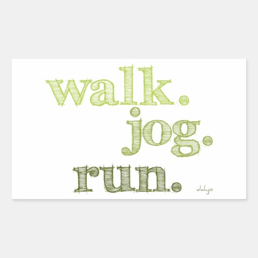 GREEN WALK JOG RUN (font SHADED) Rechthoekige Sticker (Voorkant)