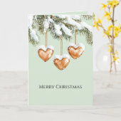 Green Warm Creamy Caramel Hearts Christmas Tree Kaart (Gele Bloem)
