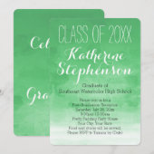 Green Wash Aquarelle Graduation Party Invitation (Devant / Derrière)