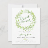 Green Watercolo Wreath Bridal Shower Invitation (Devant)