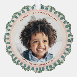 Green Watercolor Happy Fringe Circle Ornament Kaart