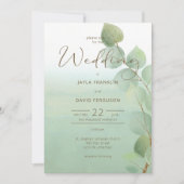Green Watercolor Laver Eucalyptus Invitation moder (Devant)