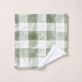 Green Watercolor Plaid Gingham Washandje