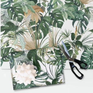 Green Watercolor Tropical Leaves Cadeaupapier