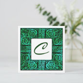 Green Waters Celtic Knotwork Faire-part de mariage (Debout devant)