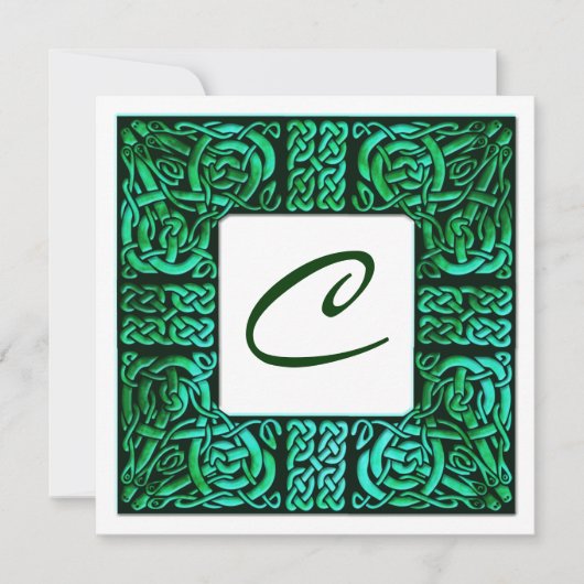 Green Waters Celtic Knotwork Faire-part de mariage (Devant)