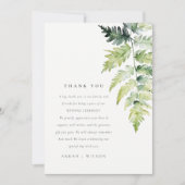 GREEN WATERVERF FERN FOLIAGE DANK U BEDANKKAART (Voorkant)