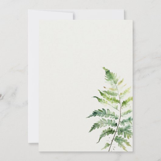 GREEN WATERVERF FERN FOLIAGE DANK U BEDANKKAART (Achterkant)