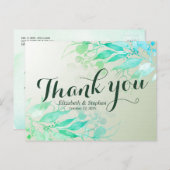 Green Waterverf Leaf Botanical Wedding Dank je Briefkaart (Voorkant / Achterkant)