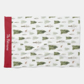 Green Waterverf Pine Trees Patterned Theedoek (Horizontaal)