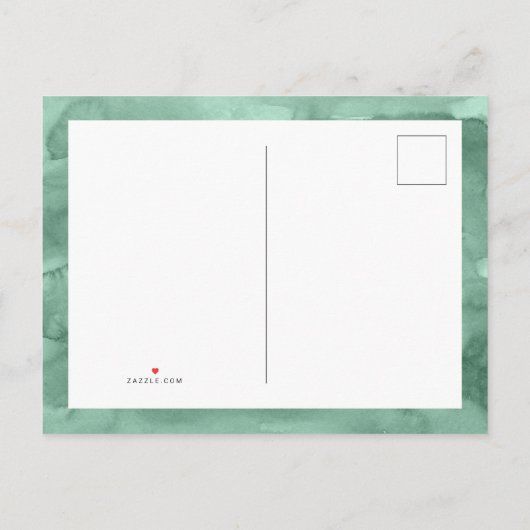 Green Waterverf Sprig | Minimale fotoweddenschap Uitnodiging Briefkaart (Achterkant)