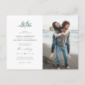 Green Waterverf Sprig | Minimale fotoweddenschap Uitnodiging Briefkaart (Voorkant)