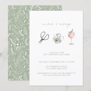Green Waterverf Wine Wrap Christmas Holiday Party Kaart