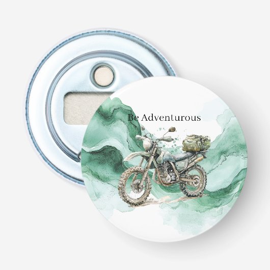Green Wave Motorcycle Be Adventurous Button Flesopener (Voorkant)