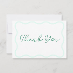 Green Wavy Retro Wedding Bedankkaart