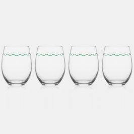 Green Wavy Retro Wedding Wijnglas Zonder Voet