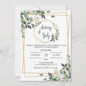 Green Wedding Invitation boda con hojas verdes (Devant)