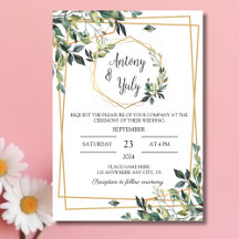 Green Wedding Invitation boda con hojas verdes