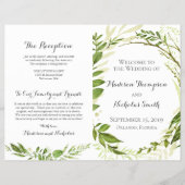 Green Wedding Program Booklets, Rustic Greenery Flyer (Voorkant)