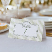 Green Wedding Striped Table Number