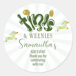 Green Weenies & Tinis Grappig Martini Verjaardagsf Ronde Sticker