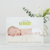 Green Welcome Baby Photo Faire-part de naissance b (Debout devant)