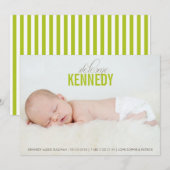 Green Welcome Baby Photo Faire-part de naissance b (Devant / Derrière)