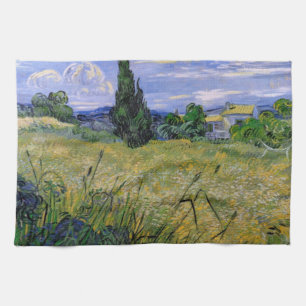 Green Wheat Field met Cypress van Vincent van Gogh Theedoek