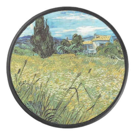Green Wheat Field Vincent van Gogh Hockey Puck (Voorkant)