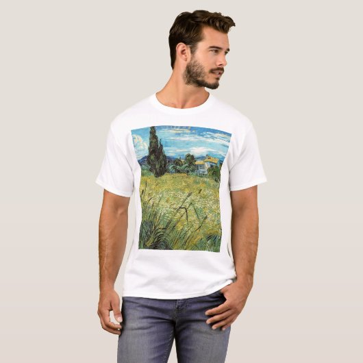 Green Wheat Field Vincent van Gogh T-shirt (Voorkant volledig)
