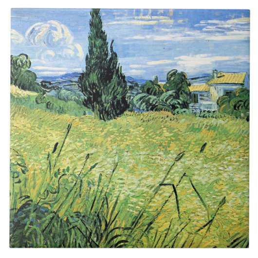 Green Wheatfield with Cypress, Tegeltje (Voorkant)