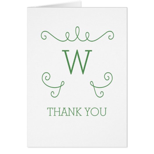 Green Whimsical Flourish Monogram - Hartelijk dank (Voorkant)