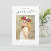 Green Whimsical Script 2022 Photo Afstuderen Aankondiging (Staand voorkant)