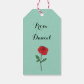Green Whimsical Sketched Red Rose Cadeaulabel (Achterkant)