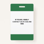 Green White 3 Logos Press ID Badge (Achterkant)