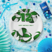 Green White Basketballs Meisjes Jongens Sportfeest Papieren Bordje (Feest)