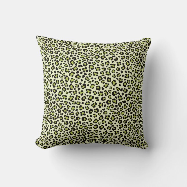 Green White Black Leopard Print Sierkussen (Voorkant)