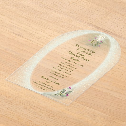 Green&White bloemendoop Acryl uitnodiging Acryl Uitnodigingen (Laagn)